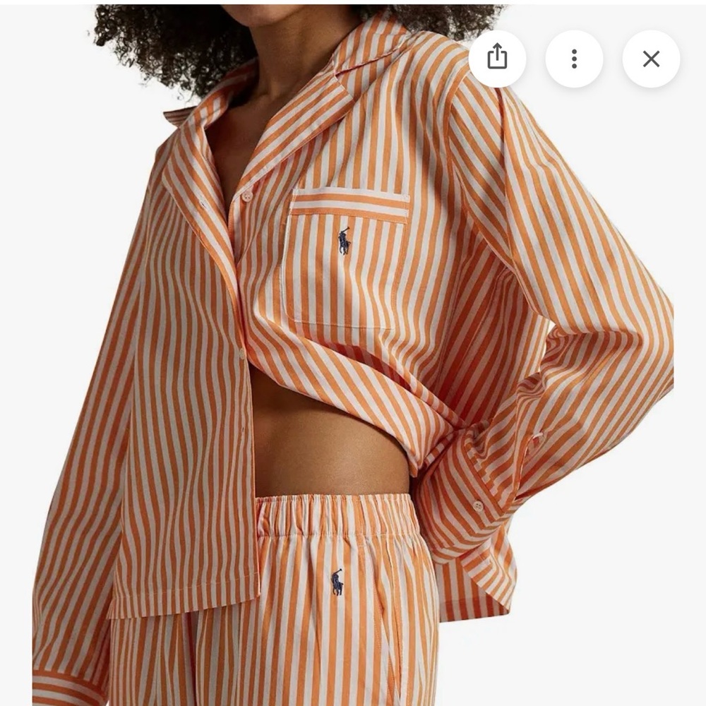 Polo by Ralph Lauren Orange and White Striped Women's Pajama Set - Picture 14 of 16